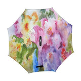 Reverse Umbrella Original Watercolor Painting Abstract Flowers Windproof