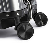 JBAG-one 100% Aluminum-Magnesium Alloy Rolling Luggage Spinner Men Business Suitcase Wheels 20 inch Cabin Trolley Travel Bag,Black
