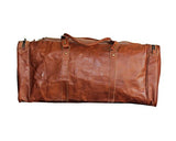 Vintage Leather 24 Inch Square Duffel Travel Gym Sports Overnight Weekend Leather Bag