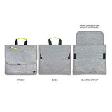 So-Mine Commuter Essential Bag | Attaches to Airline Seat and Car Pocket | Travel Organizer | Slim Profile | 6 Pockets | 2 Cable Loops | 1 Zipper Pocket | Fits on Roller Bag Handle | Ash/Lime