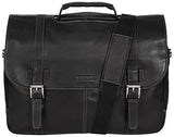 Kenneth Cole Reaction Colombian Leather Dual Compartment Flapover 15.6" Laptop Portfolio, Black