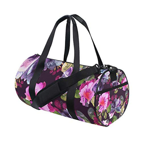 Duffel Bag Watercolor Purple Floral Women Garment Gym Tote Bag Best Sports Bag for Boys