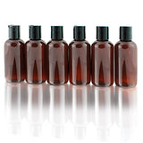 4oz Empty Amber Brown Plastic Squeeze Bottles with Disc Top Flip Cap (6 pack); BPA-Free Containers For Shampoo, Lotions, Liquid Body Soap, Creams (4 ounce, Amber Brown)
