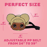 LOL Fanny Pack for Girls, Round Belt Bag with Queen Bee Doll Face, Small Waist Pack with Adjustable Strap, Money Belt, Gadget Holder for Toddlers, Glitter Shine, Metallic Gold