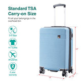 Villago Hardshell Carry On USB port Polycarbonate 8 Wheel Spinner with Slash Proof Zipper TSA Lock and Expandable Zipper (22x14x9) (AQUA) / Maleta De Viaje De Polycorbonato Con USB Y Candado