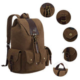 BLUBOON Canvas Vintage Backpack Leather Casual Men Women Laptop Travel Rucksack (Coffee)