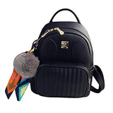 ABage Women's Leather Backpack Purse College Travel Casual Daypack Handbag, Black