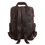 Polare Mens Handcrafted Real Leather Vintage Laptop Backpack Shoulder Bag Travel Bag Large