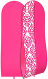 Gusseted Gown Garment Bag for Women’s Prom and Bridal Wedding Dresses - Travel Folding Loop, ID Window-72” x 24” with 10” Tapered Gusset - Fuchsia / White - by Your Bags