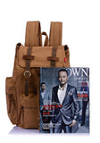 Vintage Canvas Backpack School Book Bag Casual Travel Rucksack - Coffee