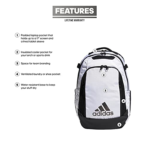 adidas 5-star team backpack white Shop adidas Unisex 5-Star Team Backpack, Whit – Luggage Factory