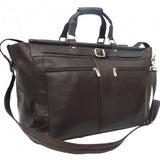 Piel Leather Carpet Bag With Pockets, Chocolate, One Size