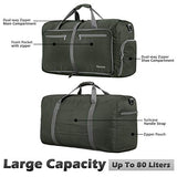 Gonex 80L Foldable Travel Duffle Bag for Luggage, Gym, Sport, Camping, Storage, Shopping Water