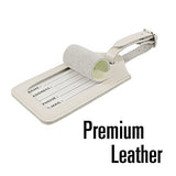 SwissElite Genuine Leather Luggage Tags & Bag Tags 2 pieces Set in 5 Color (Rice White)