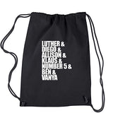Backpack The Umbrella Heroes Names Luther Diego Allison Heros Black Drawstring Backpack