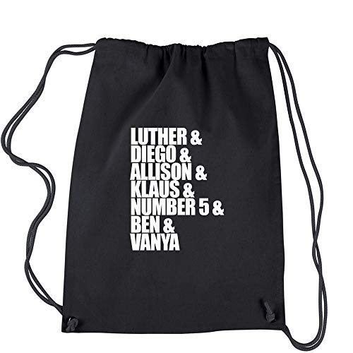 Backpack The Umbrella Heroes Names Luther Diego Allison Heros Black Drawstring Backpack