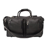 Piel Leather Duffel With Pockets On Wheels, Chocolate, One Size