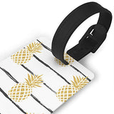 Luggage Tags - Golden Pineapple Art Travel Baggage ID Suitcase Labels Accessories 2.2 X 3.7 Inch