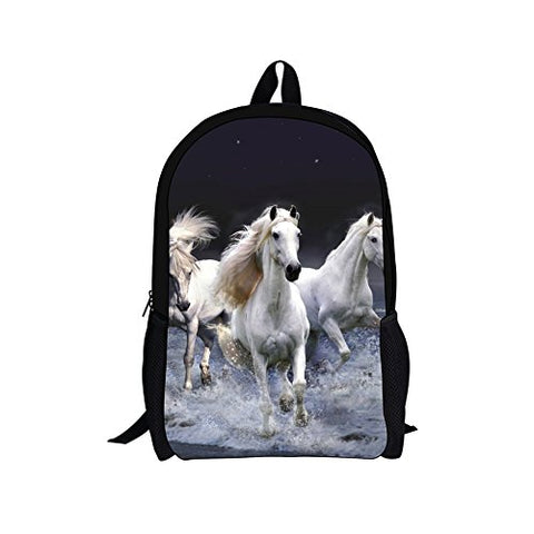 Bigcardesigns Backpack School Book Bag Teenagers White Horse