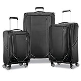 American Tourister Zoom Turbo Softside Expandable Spinner Wheel Luggage, Black, Checked-Medium 25-Inch