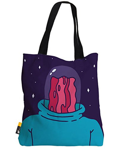 Large Retro Iconic Purple Tote Bag - Professor Bacon By Bigshot Robot | Ubu Republic