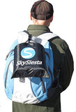 NEW!! SkySiesta SNUG Travel Pillow- Two L-Shaped, Fiber Filled Head Supports, Bag, Eye Mask