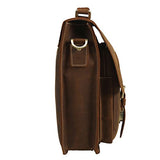 Polare Mens Full Grain Leather 15.6'' Removeable Laptop Compartment Briefcase Messenger Bag Satchel