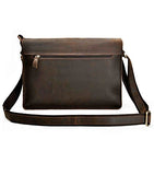 Zlyc Men Vintage Handmade Leather Messenger Bag Shoulder Briefcase Fit 14 Inch Laptop, Dark