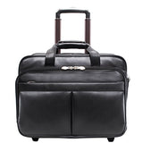 Mcklein, R Series, Roosevelt, Top Grain Cowhide Leather, 17" Leather Patented Detachable -Wheeled Laptop Briefcase, Black (84555)