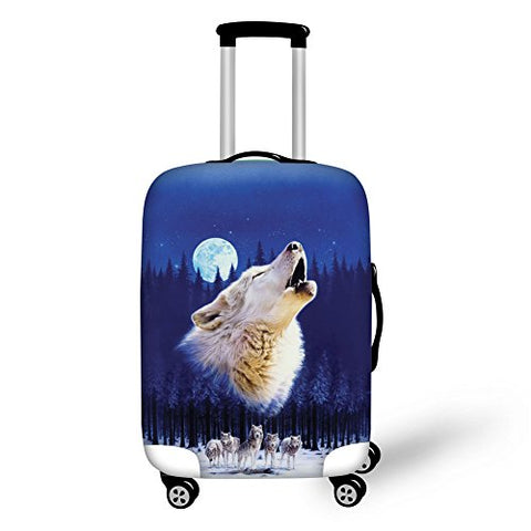 Bigcardesigns Blue Wolf Travel Luggage Protective Covers For 22"-25" Suitcase Elastic