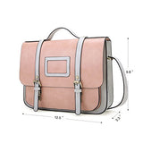 ECOSUSI Women Briefcase Vintage Crossbody Messenger Bag PU Leather Satchel Purse, Pink