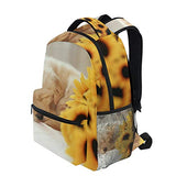 School Backpack Dog Aad Sunflower Bookbag for Boys Girls Teens Casual Travel Bag Computer Laptop Daypack