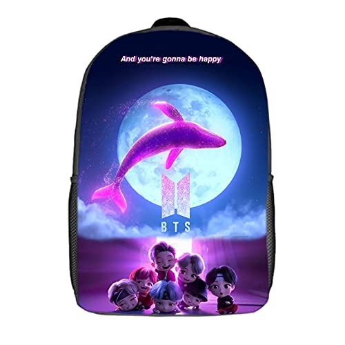 Goodrun 4pcs Book School Backpack Set, BTS JIMIN Canvas Bag