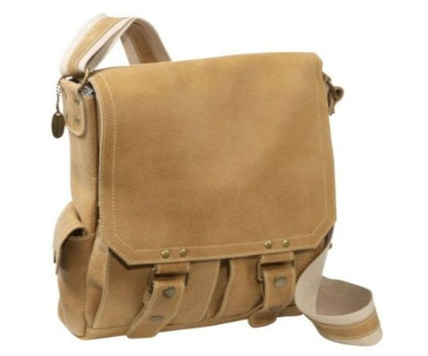 David King & Co. Leather Vertical Letter Size Messenger Distressed, Cafe, One Size