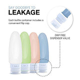 4 Leak Proof Travel Bottles - 3 oz Travel Containers for Travel Size Toiletries with TSA Quart Bag