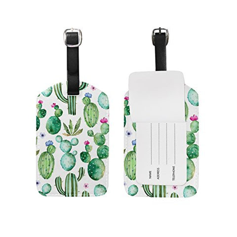 Use4 Cactus Watercolor Luggage Tags Travel ID Bag Tag for Suitcase 1 Piece