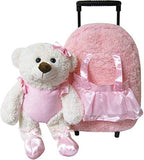 Kreative Kids Plush Rolling Backpack Ballet Bear, Pink