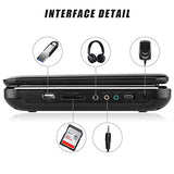 DR. J 12.5" Portable DVD CD Player 10.5" HD Swivel Screen with 5 Hours Rechargeable Battery, Region-Free Video Player with Remote Control and AV Cable Sync TV with Car Charger, Red Color in Stock