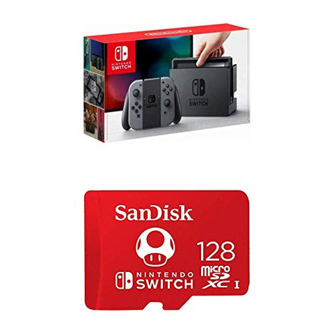 Nintendo Switch - Gray Joy-Con with SanDisk 128GB MicroSDXC UHS-I Card