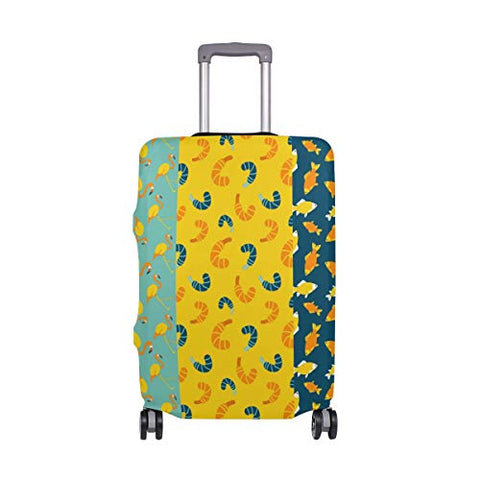 GIOVANIOR Cartoon Flamingos Fishes Luggage Cover Suitcase Protector Carry On Covers
