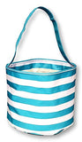 Fabric Bucket Tote Bag for Children - Toys - Easter Basket - Can Be Personalized (Turquoise Stripe)
