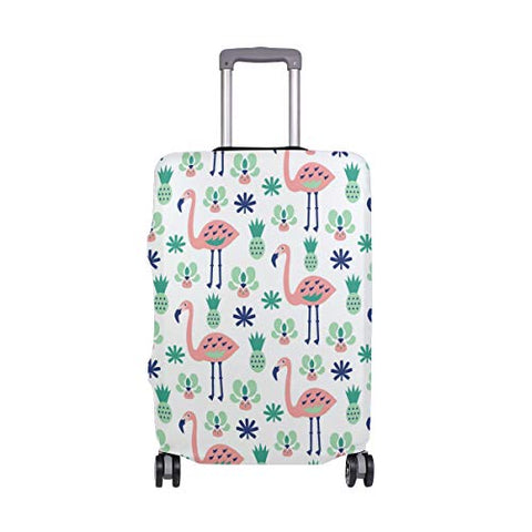 GIOVANIOR Cartoon Pink Flamingos Leaves Luggage Cover Suitcase Protector Carry On Covers