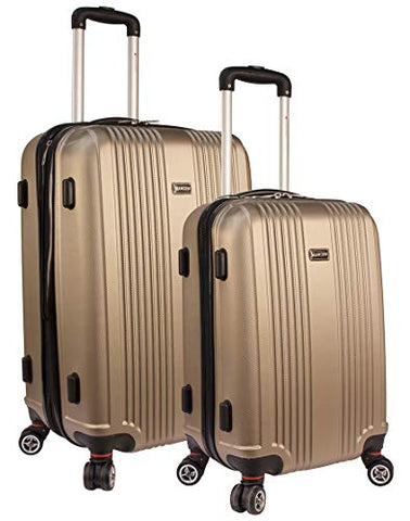 Mancini Santa Barbara Expandable Spinner 2 Piece Luggage Set in Champagne