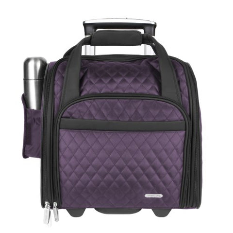 Travelon Wheeled Underseat Carry-On With Back-Up Bag, Quilted Microfiber, Eggplant, One Size