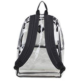 Eastsport Fully Transparent Clear Backpack with Front Pocket, Adjustable Straps and Lash Tab, Black