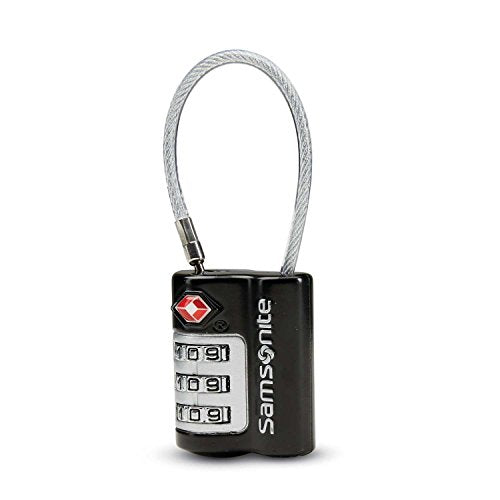 Samsonite Travel Sentry 3-Dial Combination Cable Lock, Black