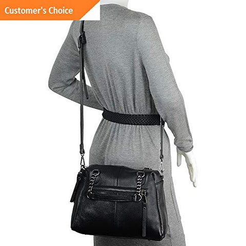 Sandover R R Collections Top Zip Satchel 2 Colors Leather Handbag NEW | Model LGGG - 5678 |