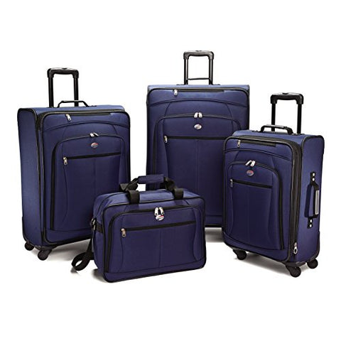 American Tourister Luggage Pop Extra Spinner - 4 Piece Set (4PC Set, Navy)