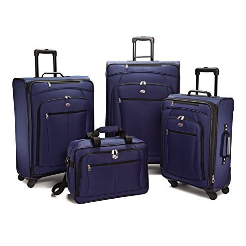 American Tourister Luggage Pop Extra Spinner - 4 Piece Set (4PC Set, Navy)