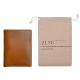 Zlyc Leather Passport Holder Travel Wallet Purse Organizer With Credit Card Slot (Yellow)